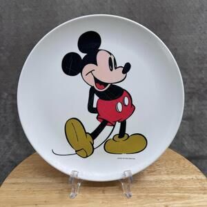 Vintage Disney Mickey Mouse White Plastic Kids Plate Walt Disney Productions